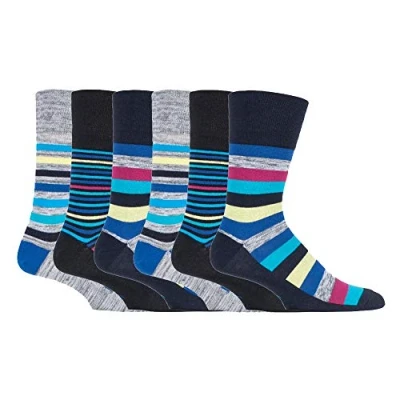 Abbildung von Gentle Grip 6er pack herren comfort ohne gummi bund mittellang business bunt socken in 35 farben (MGG563)