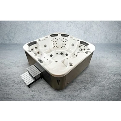 Abbildung von American Outdoor Whirlpool 230x230 cm für 6 Personen mit 71 Massagedüsen Heizung LEDs Thermoabdeckun