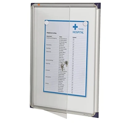 Abbildung von Nobo Schaukasten extra flach mit Glasfront verschließbar magnethaftend Stahl 4 x A4 550 50 735 mm