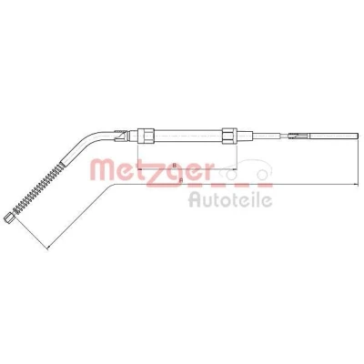 Abbildung von METZGER 10.4134 Handbremsseil hinten links, rechts, rechts 1740/1070 Trommelbremse COFLE BMW: 3 Compact