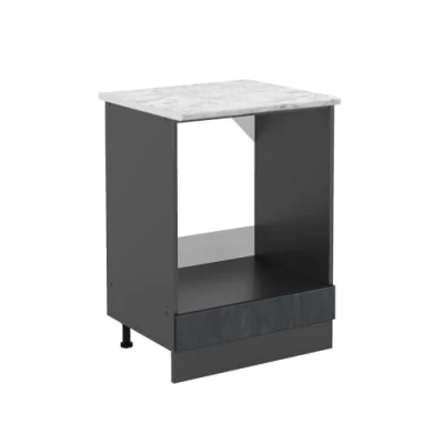 Abbildung von Vicco Herdumbauschrank R Line, Schwarz Beton/Anthrazit, 60 cm AP Marmor