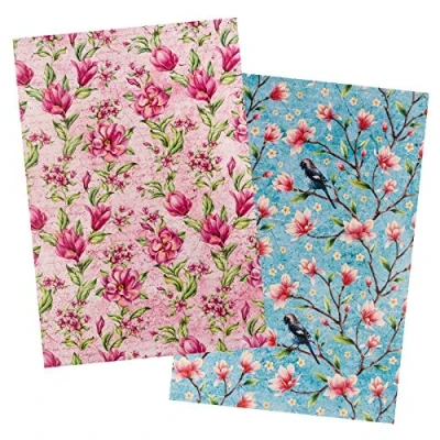 Abbildung von Ideen mit Herz 2 Bogen Reispapier Edel Decoupage Papier DIN A4 Verschiedene Designs Vintage, Weihnachten u.v.m. (Blüten 22)