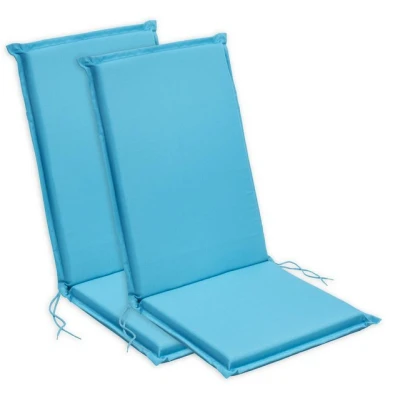 Abbildung von sleepling Hochlehner Auflagen 2er Set, Gartenstuhlauflagen, Polster für Gartenmöbel, Made in EU, Ökotex, Eckbänder &amp; Einstellband, Bezug der Kissen abnehmbar, 120 x 50 6 cm, Aqua Blau