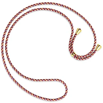 Abbildung von mtb more energy® Ersatz Band für Handykette rot+gelb gestreift inklusive Endkappen (Gold) hochwertige Austausch Kordel Seil Kette