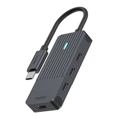 Abbildung von Rapoo UCH 4002 USB C auf Hub, Aluminium, 4x Datenports, kompatibel mit MacBook Pro, Air, iPad Air / Surface Pro Go, Laptop, Notebook, Smartphone