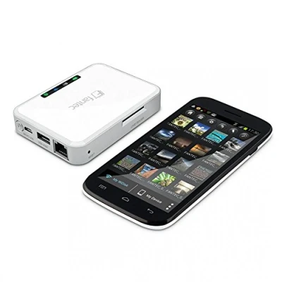 Abbildung von FANTEC MWiD25 DS Mobile WLAN Docking Station (RJ45 und USB 2.0 Host Anschluss, SD Karten Slot, interner Akku, mobiler Kopierfunktion, Multi Plattform für Android, iOS, Windows, Mac OS, Linux)