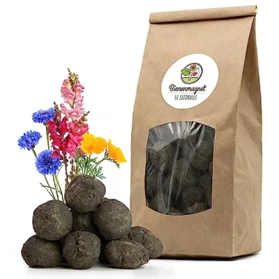 Abbildung von 50x Samenbomben für eine bunte Bienenweide Farbenfrohe &amp; nektarreiche Seedbomb Wildblumensamen Bienen und Schmetterlinge