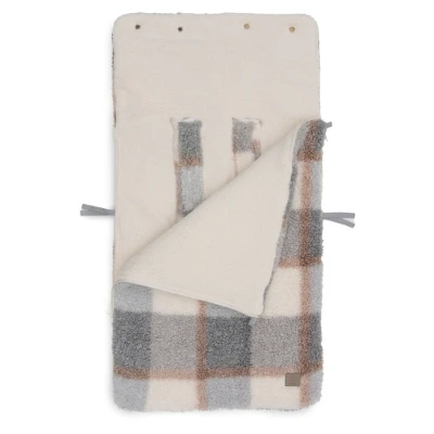 Abbildung von Jollein Fußsack Check Boucle Teddy Für Babyschale Kinderautositz Gruppe 0+ und Kinderwagen 3 Punkt 5 Gurt