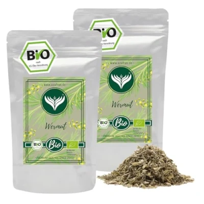 Abbildung von Azafran BIO Wermutkraut, lose &amp; getrocknet, Wermut Kraut geschnitten für Tee (Wermuttee) 500g