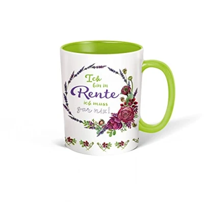 Abbildung von Trötsch Tasse Kranz Rentner weiß grün: Kaffeetasse Teetasse Geschenkidee Geschenk