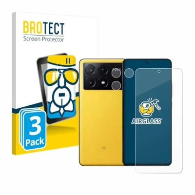 Abbildung von BROTECT Schutzglas für Xiaomi Poco X6 Pro (Display+Kamera) (3 Stück) Schutzfolie Panzer Folie Glas [Extrem Kratzfest 9H, Anti Fingerprint,