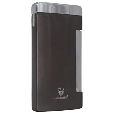 Abbildung von GERMANUS Jetflame Feuerzeug Flat mit Flacher Flamme, Dunkles Silber