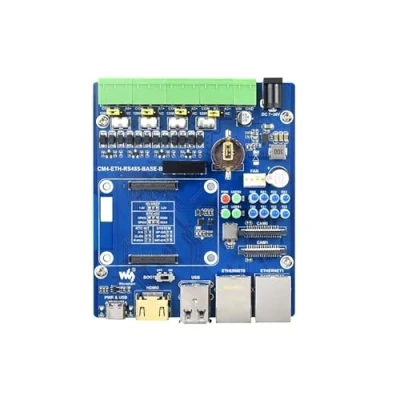 Abbildung von Dual ETH Quad RS485 Base Board (B) Designed for Raspberry Pi Compute Module 4(CM4), USB2.0 Type A, Gigabit Ethernet RJ45, 4CH Isolated
