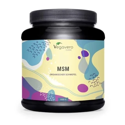 Abbildung von MSM Pulver 1000 g Vegavero® 99,9% rein Deutsche Produktion Methylsulfonylmethan Organischer Schwefel kristallin Laborgeprüft und Ohne Zusatzstoffe Vegan