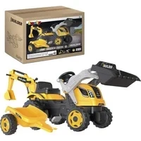Abbildung von Smoby Traktor Builder Max + Anhänger Schaufelbagger für Kinder Einstellbarer Sitz Lenkrad mit Hupe