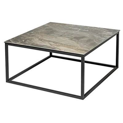 Abbildung von riess ambiente Couchtisch SYMBIOSE 75cm taupe / schwarz (Einzelartikel, 1 St), Wohnzimmer · Keramik Metall eckig Marmor Optik Industrial
