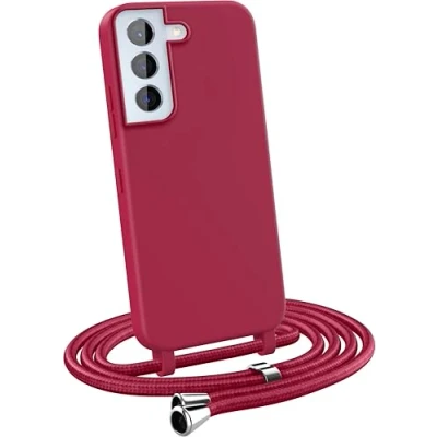 Abbildung von MyGadget Handykette für Samsung Galaxy S22 Plus [ Hülle mit verstellbaren Band ] TPU Handyhülle Handyband zum Umhängen Kordel Schnur Case Schutzhülle Bordeaux