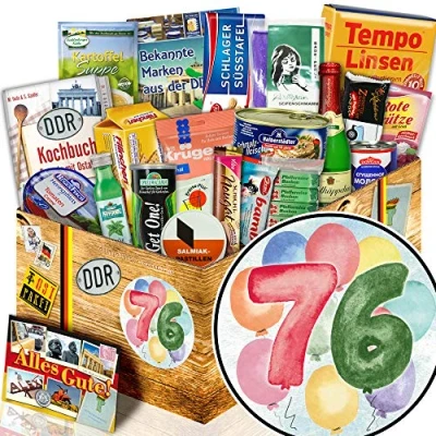 Abbildung von 76. Geburtstagsgeschenk/DDR Spezialitäten/Geschenk zum 76 Geburtstag Frau