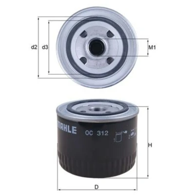 Abbildung von MAHLE ORIGINAL OC 312 Ölfilter Anschraubfilter LAND ROVER: Freelander I SUV, SUV Cabrio, 45 Hatchback, Limousine, 25 Schrägheck