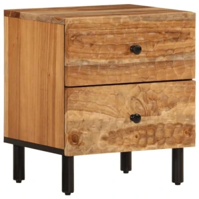 Abbildung von vidaXL Nachttisch, Nachtschrank mit Eisenbeine Tür, Nachtkommode für Schlafzimmer, Nachtkonsole Beistelltisch, Modern, Massivholz Akazie