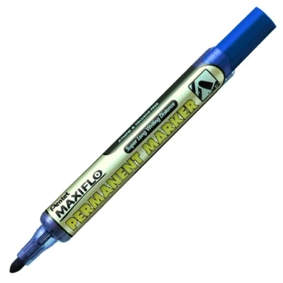 Abbildung von Pentel Maxiflo Permanentmarker, mittlere Rundspitze, blaue Tinte, 12 Stück