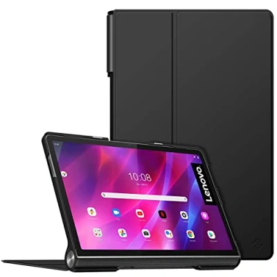 Abbildung von Fintie Schutzhülle für Lenovo Yoga Tab 11 Zoll 2021, hochwertiges veganes Leder, Folio mit automatischer Sleep/Wake Funktion (YT J706F) Tablet, Schwarz