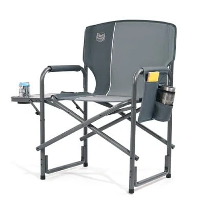Abbildung von TIMBER RIDGE Campingstuhl Faltbar 180kg Regiestuhl klappbar Aluminium tragbar Ultraleicht Angelstuhl mit Seitentisch nur 3,3kg für Strand Picknick Camp Festival Turnier