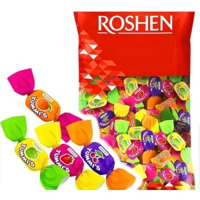 Abbildung von &quot;Yummis&quot; Weichkaramellen Mischung in Geschmacksrichtungen Orange, Erdbeere, Apfel, Kirsche 1kg LOSE
