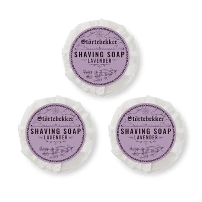 Abbildung von Störtebekker® Premium Rasierseife Lavendel 70g x 3 Handgefertigte Seife für ergiebigen Rasierschaum Perfekt die Rasur mit Rasierhobel &amp; Rasiermesser Vegane Damen Herren