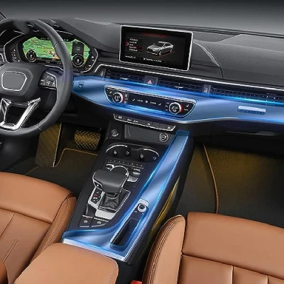 Abbildung von LAVIYE Auto Innenraum Mittelkonsole Transparente TPU Schutzfolie Anti Kratz Reparaturfolie, für Audi A4 A5 B9 2016 2020