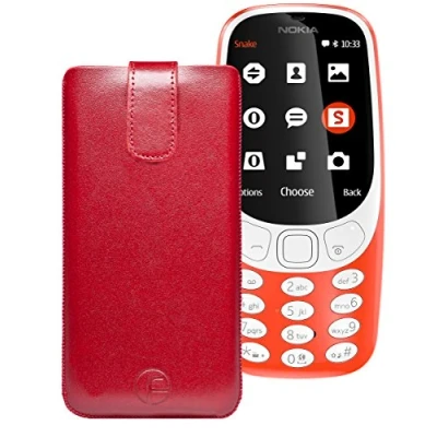 Abbildung von Original Favory Etui Tasche für Nokia 3310 (2017) Leder Handytasche Ledertasche Schutzhülle Case Hülle Lasche mit Rückzugfunktion* in rot
