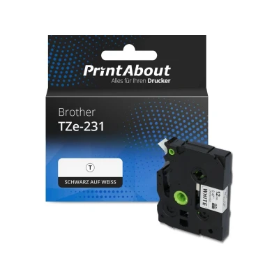 Abbildung von Schriftband kompatibel mit Brother TZe 231 (12 mm) Schwarz bis weiß
