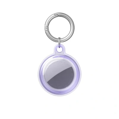 Abbildung von Msagkah wasserdichte Hülle für Apple AirTag, Vollschutzhülle mit Schlüsselring, Wasserfest Halterung Schlüsselanhänger AirTag (transparent Violett)