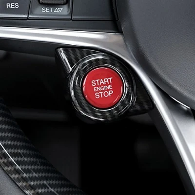 Abbildung von Carbon Style für Giulia Stelvio 2017 2018 ABS Kunststoff Auto Start Motor Stop Verkleidung Zubehör