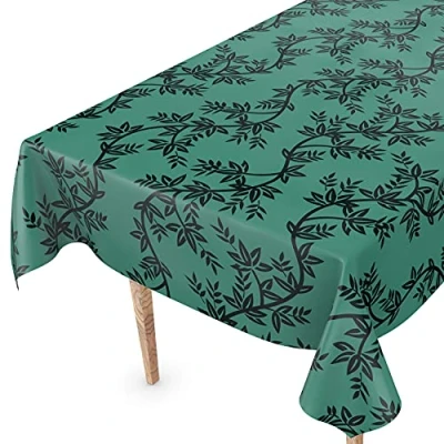 Abbildung von Tischdecke abwaschbar Wachstuch Wachstuchtischdecke 100 x 140cm Schnittkante Chika Grün Gartentischdecke