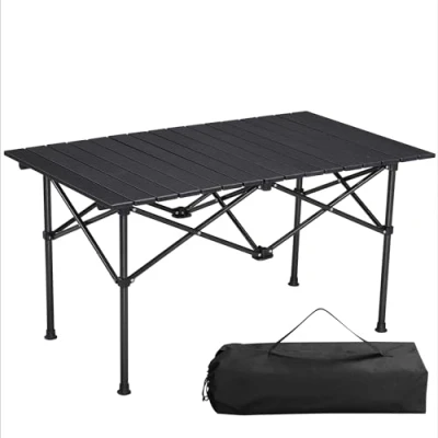 Abbildung von Navaris Campingtisch klappbar faltbar Gartentisch Klapptisch stabil Falttisch Mit Tragetasche 95 x 55 cm Aluminium Schwarz
