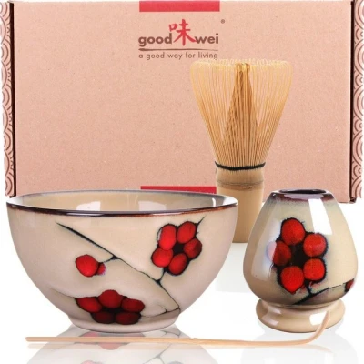 Abbildung von Goodwei Teeservice Matcha Set &quot;Plum&quot; 80 mit Teeschale, Matchabesen und Besenhalter (4 tlg), 1 Personen, Keramik