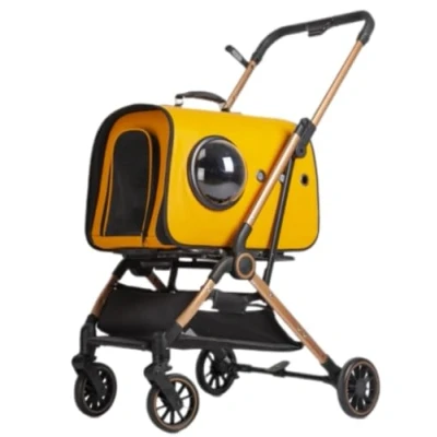 Abbildung von Hundewagen Hundebuggy Katzenwagen Zusammenklappbarer Reise Haustier Kinderwagen Mit 4 Rädern Und Abnehmbarem Träger Für Kleine, Mittelgroße Katzen Hunde Hund Kinderwagen(Color