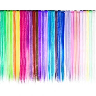 Abbildung von 30 Stück Party Höhepunkte Bunt Clip in Synthetischen Haarverlängerungen, 21,6 Zoll Lang, Hitzebeständige Synthetische Haarverlängerungen Mehreren Farben (Stil A)