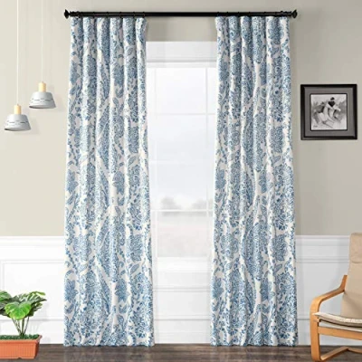 Abbildung von HPD Half Price Drapes BOCH KC16072 120 Verdunklungsvorhang (1 Panel), 50 x cm, Tea Time China Blue
