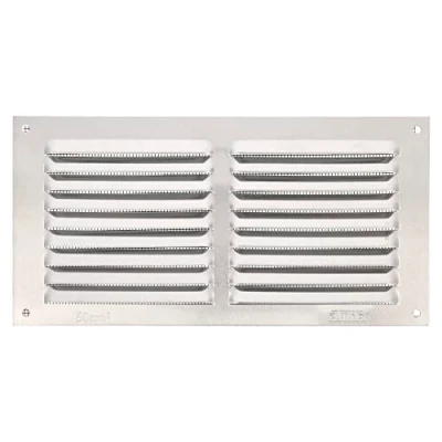 Abbildung von Amig Rechteckiges Lüftungsgitter aus Aluminium mit Moskitonetz für Luftauslässe Ideal Decken Maße : 100 x 200 mm Farbe: Silber