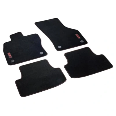 Abbildung von Volkswagen 5H1061270C Fußmatten GTI Design Premium Velours Textilfußmatten 4X Stoffmatten, schwarz/rot, mit Schriftzug *** Nicht für Mild Hybrid MHEV (PR Code 0K4)