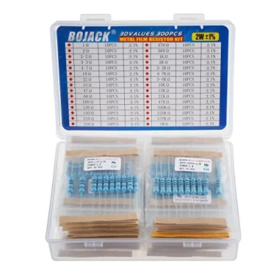 Abbildung von BOJACK Widerstände Sortiment Kit 1 Ohm 1M 2W Metallfilm Widerstand Resistor Kit（30 Werte 300 Stück ）