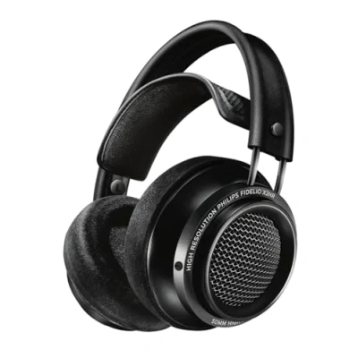 Abbildung von Philips Fidelio Kopfhörer X2HR/00 Over Ear High Resolution Audio (Hochleistungs Neodym Treiber, Deluxe Schaumstoff Ohrpolster, Kabelclip, Noise Cancelling) Vorband Verstellbar, Schwarz 50 mm