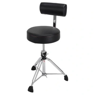 Abbildung von Gibraltar Schlagzeughocker, Drumhocker 9000 Series Round mit Backrest, 9608RB (Durchmesser: 35cm, Vinyl Sitzfläche, Super Lock, Dreibein Position, Foot&#039; Gummifüße)