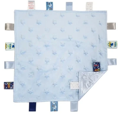 Abbildung von Baby Jungen Mädchen Soft Touch Tag Schmusetuch Velours &amp; Satin Bc15 Bc16 Bc17 (Blue Star BC16)