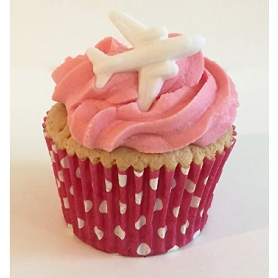 Abbildung von 6 Handgemachte Kuchendekorationen aus Zucker: Weiße Flugzeuge / White Sugar Planes