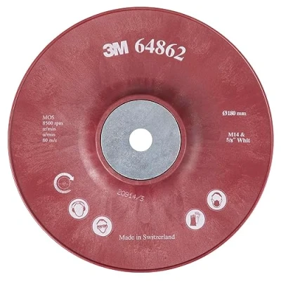 Abbildung von 3M Hochleistungsstützteller gerippt, rot, 180 mm, M14, sehr hart