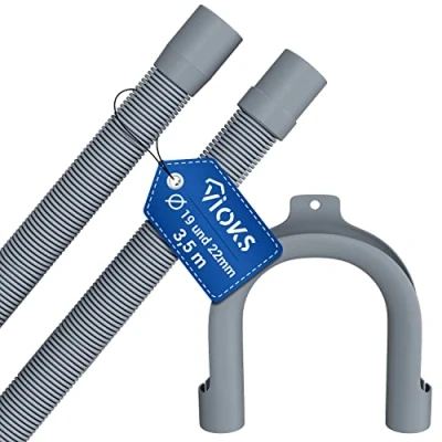 Abbildung von VIOKS Abwasserschlauch 3,5m für Waschmaschine Schlauch mit Haltebogen Geschirrspüler Abflussschlauch Ø 19 / 22mm Spülmaschine Ablauf Waschmaschinenschlauch Waschmaschinenzubehör