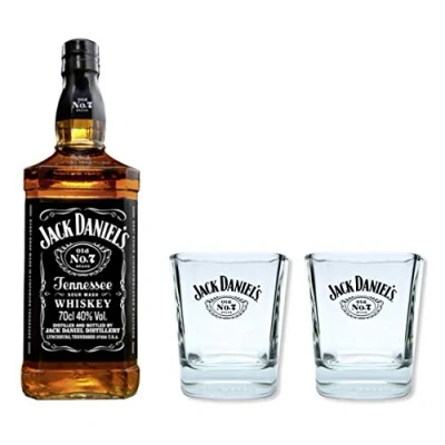 Abbildung von Jack Daniels 0,7l 40% Set mit 2 Original Tumblern / Whiskybechern